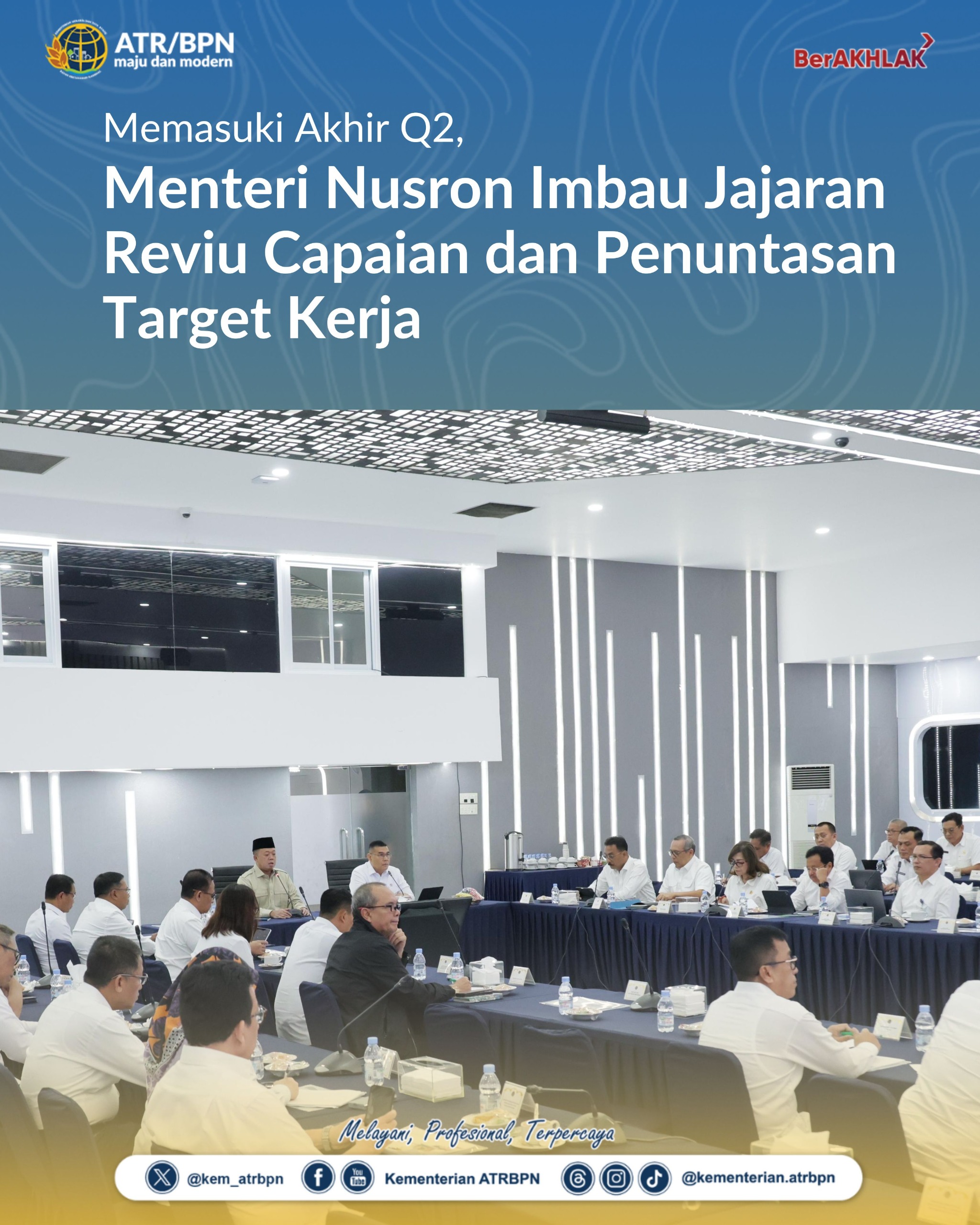 Memasuki Akhir Q2, Menteri Nusron Imbau Jajaran Reviu Capaian dan Penuntasan Target Kerja
