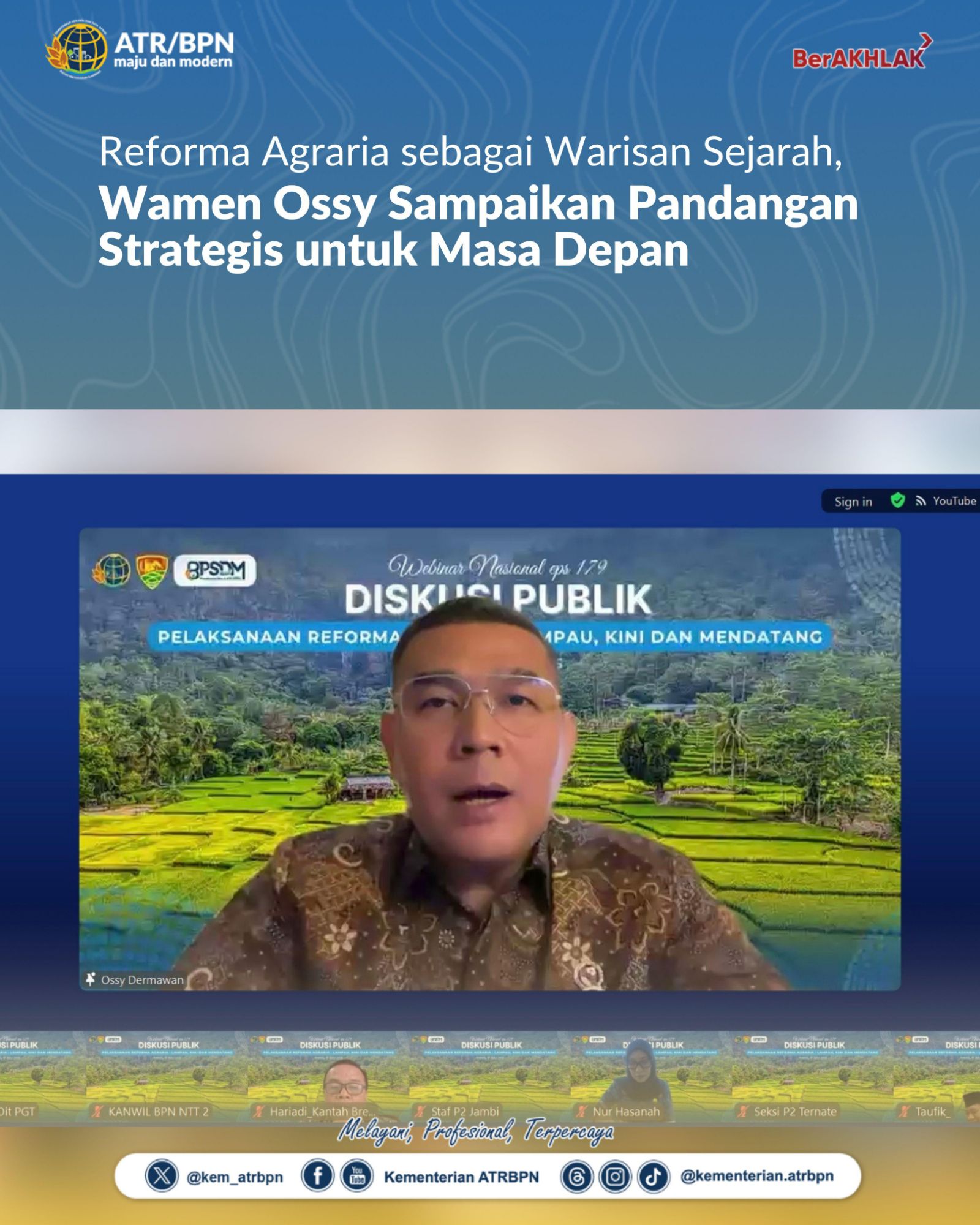 Reforma Agraria sebagai Warisan Sejarah, Wamen Ossy Sampaikan Pandangan Strategis untuk Masa Depan