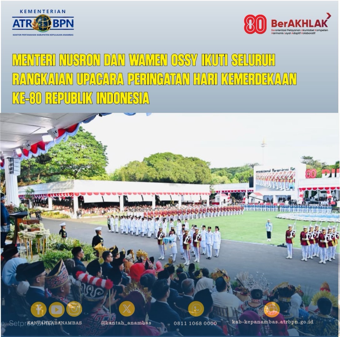 Menteri Nusron dan Wamen Ossy Ikuti Seluruh Rangkaian Upacara Peringatan Hari Kemerdekaan ke-80 Republik Indonesia
