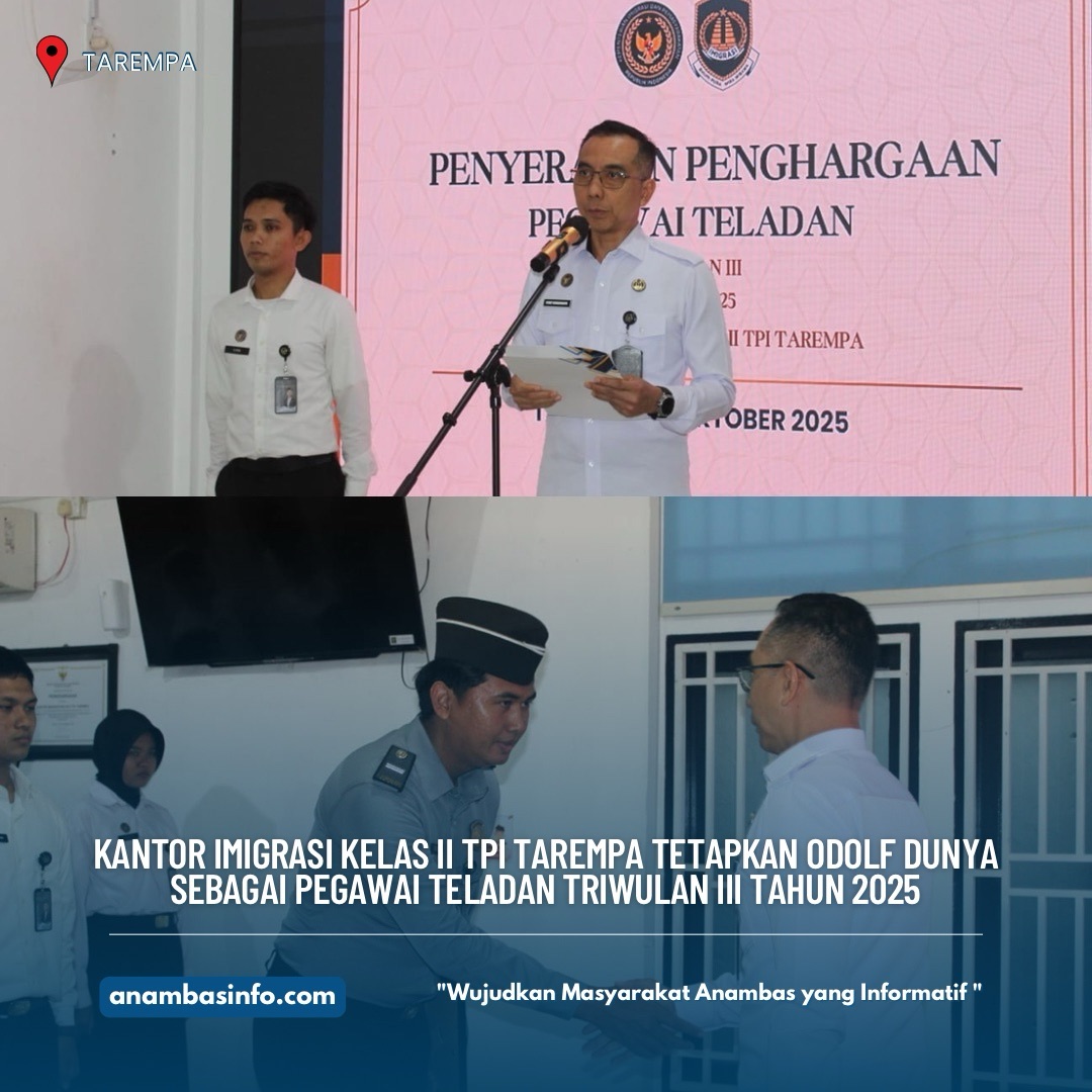 Kantor Imigrasi Kelas II TPI Tarempa Tetapkan Odolf Dunya sebagai Pegawai Teladan Triwulan III Tahun 2025