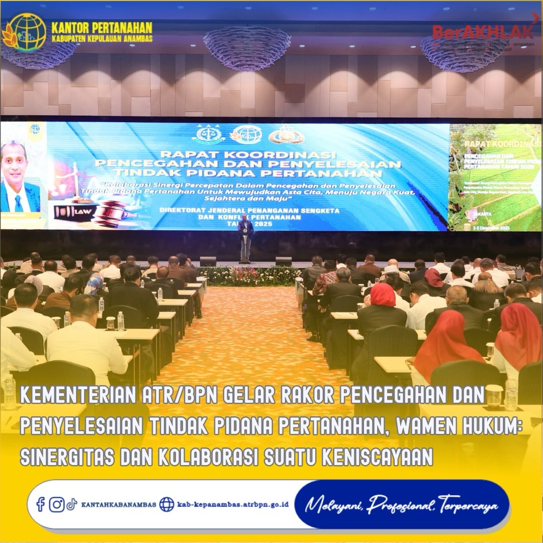 Kementerian ATR/BPN Gelar Rakor Pencegahan dan Penyelesaian Tindak Pidana Pertanahan, Wamen Hukum: Sinergitas dan Kolaborasi Suatu Keniscayaan