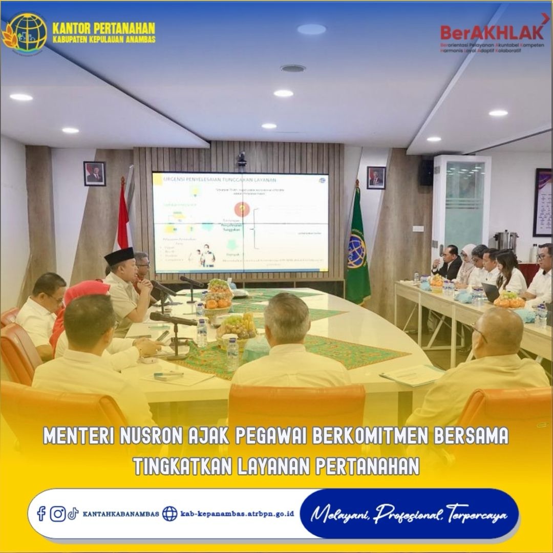 Menteri Nusron Ajak Pegawai Berkomitmen Bersama Tingkatkan Layanan Pertanahan