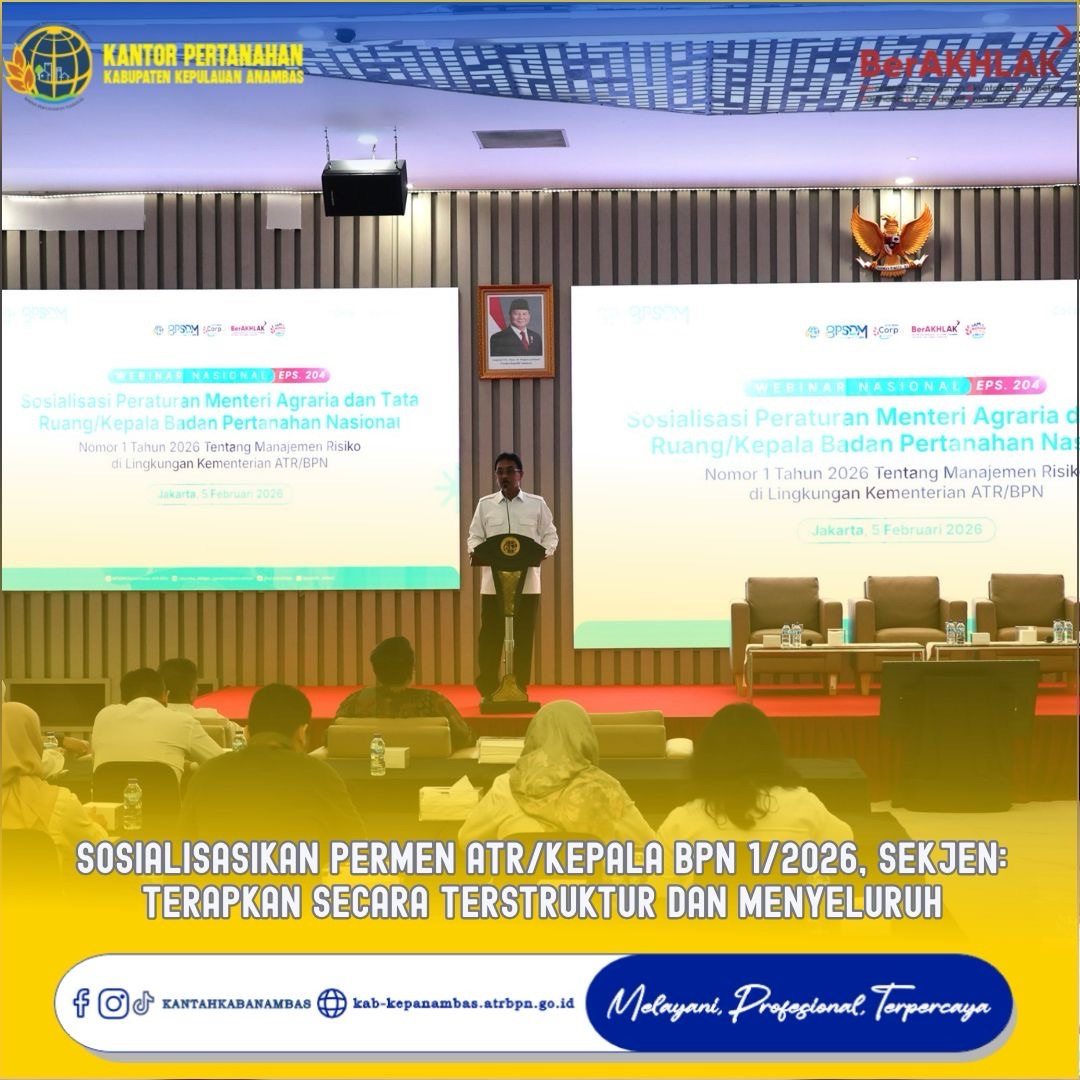 Sosialisasikan Permen ATR/Kepala BPN 1/2026, Sekjen: Terapkan secara Terstruktur dan Menyeluruh