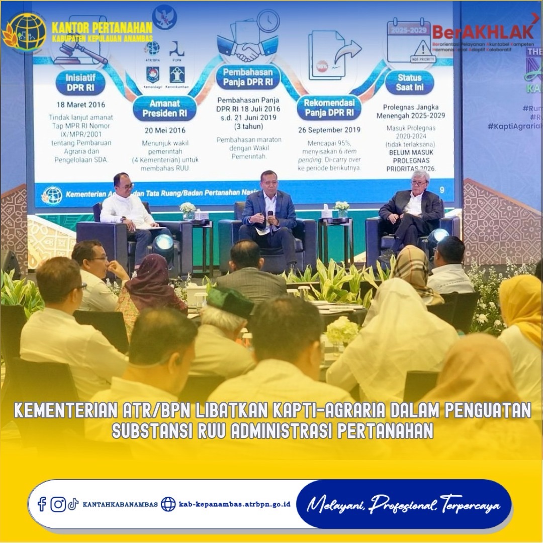 Kementerian ATR/BPN Libatkan KAPTI-AGRARIA dalam Penguatan Substansi RUU Administrasi Pertanahan