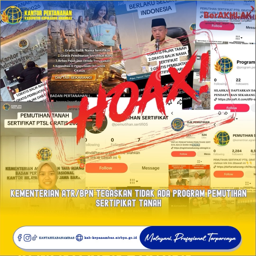 Kementerian ATR/BPN Tegaskan Tidak Ada Program Pemutihan Sertipikat Tanah