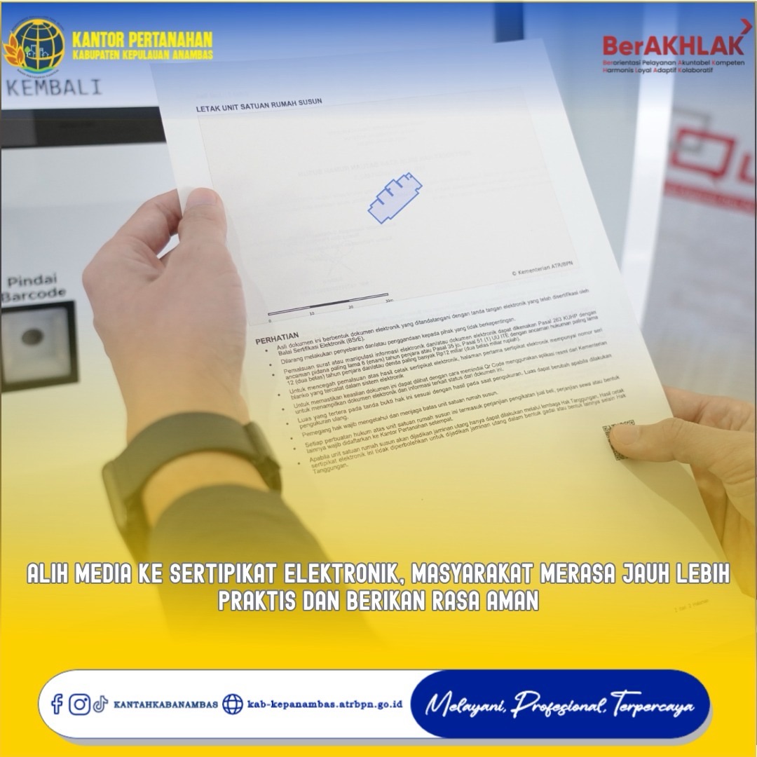 Alih Media ke Sertipikat Elektronik, Masyarakat Merasa Jauh Lebih Praktis dan Berikan Rasa Aman