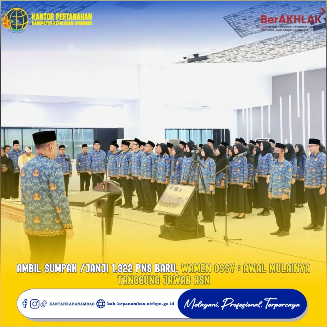 Ambil Sumpah 1.322 PNS dan Lantik 212 Jabatan Fungsional, Wamen Ossy Tegaskan Komitmen Pengabdian ASN
