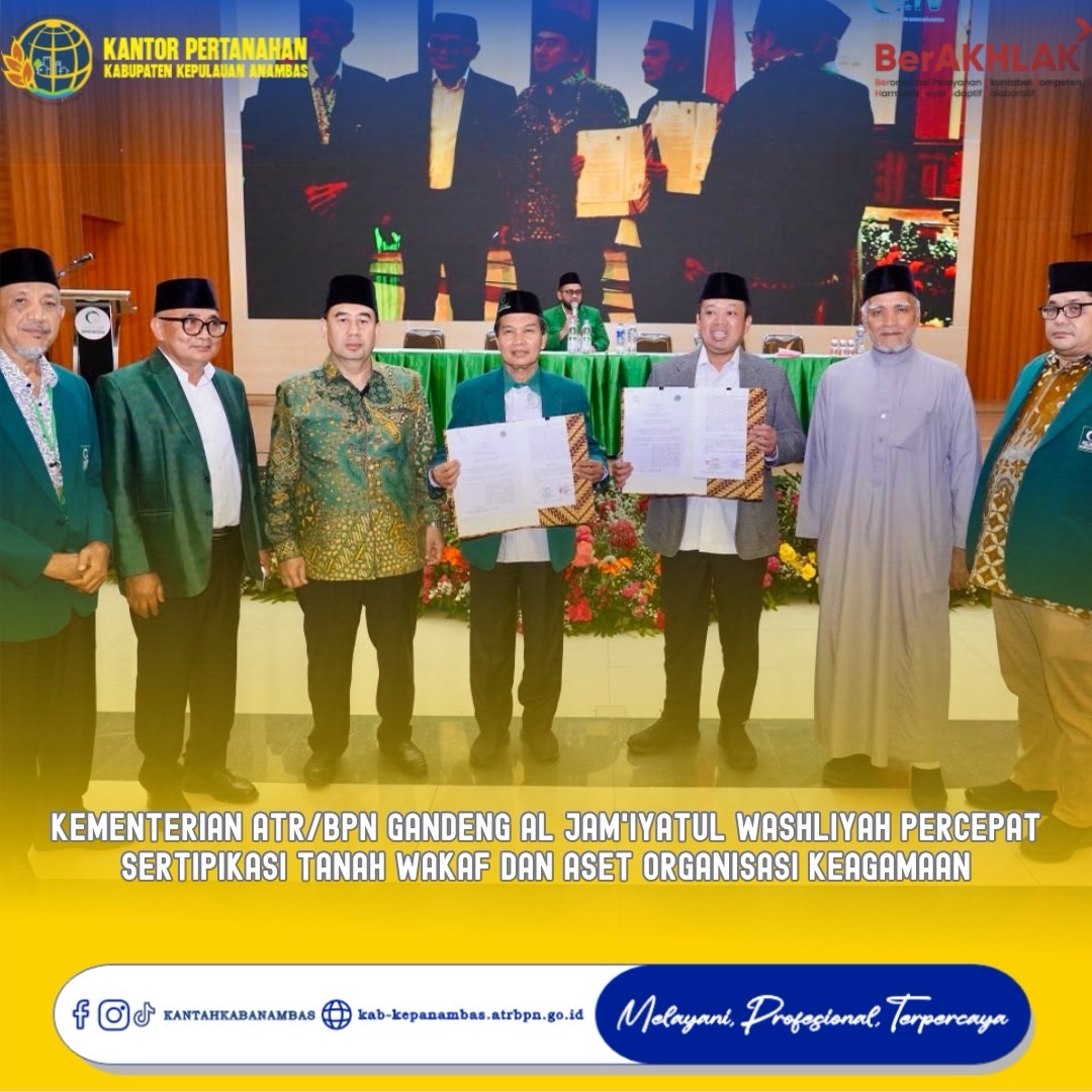 Kementerian ATR/BPN Gandeng Al Jam’iyatul Washliyah Percepat Sertipikasi Tanah Wakaf dan Aset Organisasi Keagamaan