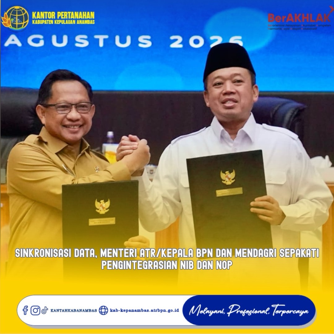Sinkronisasi Data, Menteri ATR/Kepala BPN dan Mendagri Sepakati Pengintegrasian NIB dan NOP