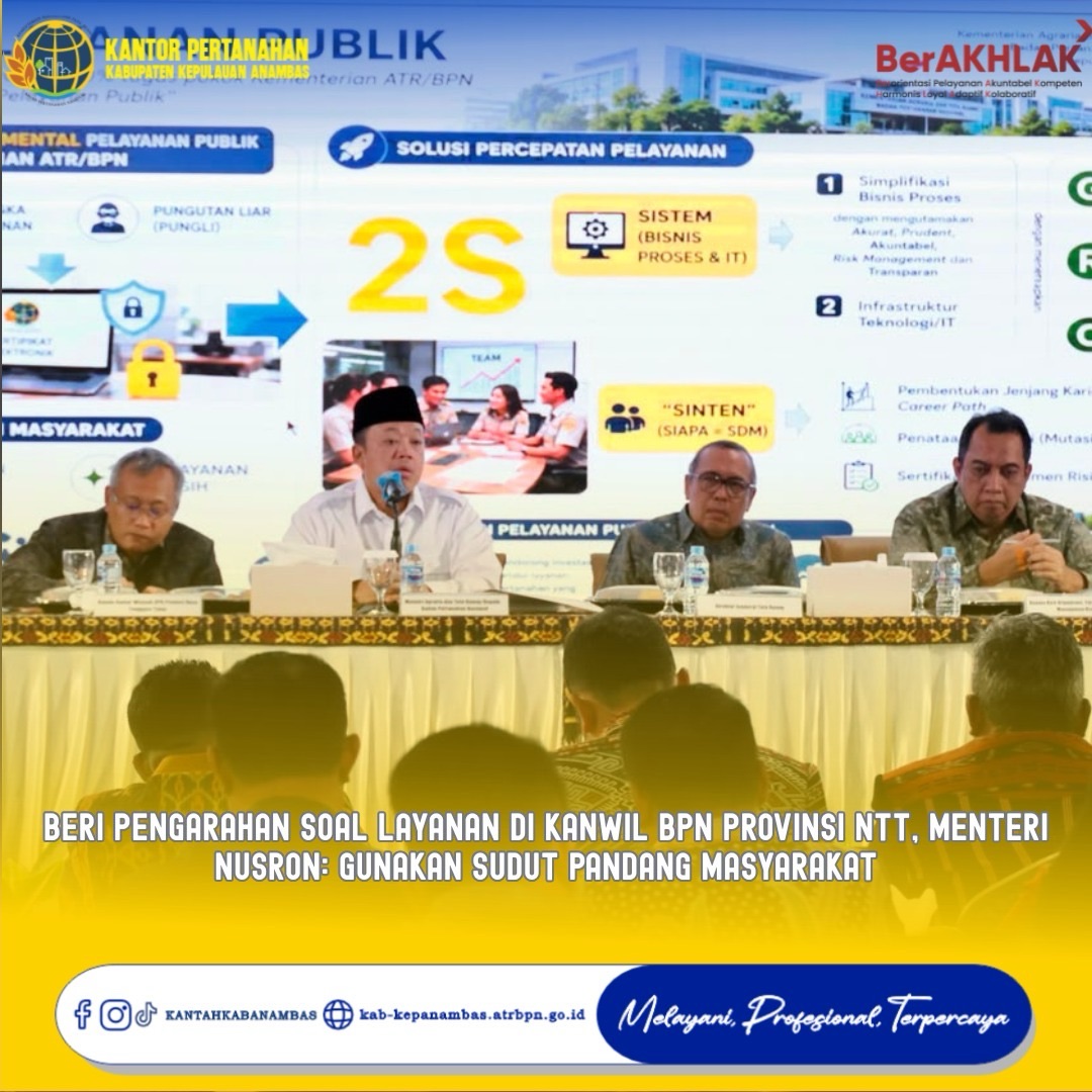Beri Pengarahan Soal Layanan di Kanwil BPN Provinsi NTT, Menteri Nusron: Gunakan Sudut Pandang Masyarakat